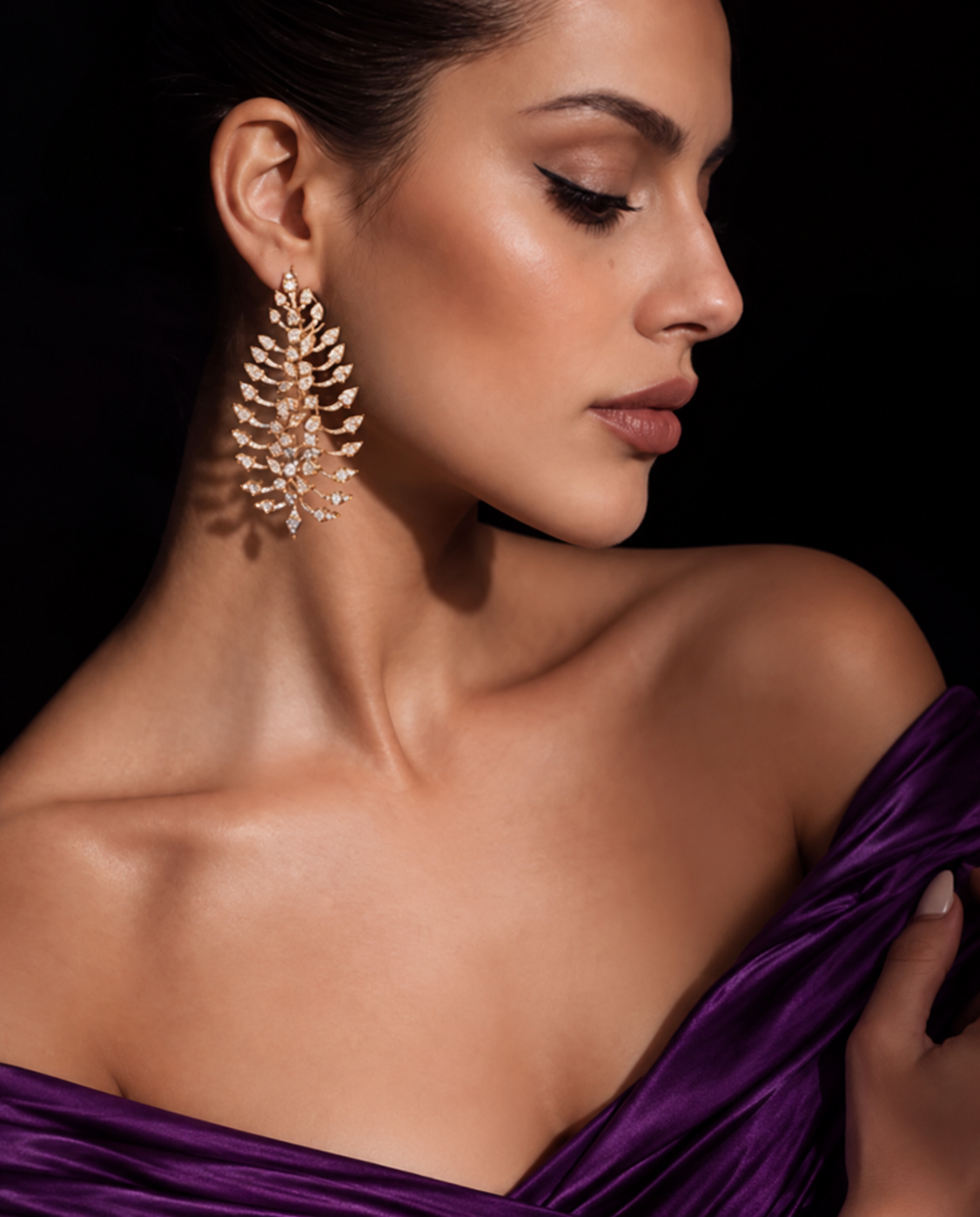 diamond jewellery for purple dress