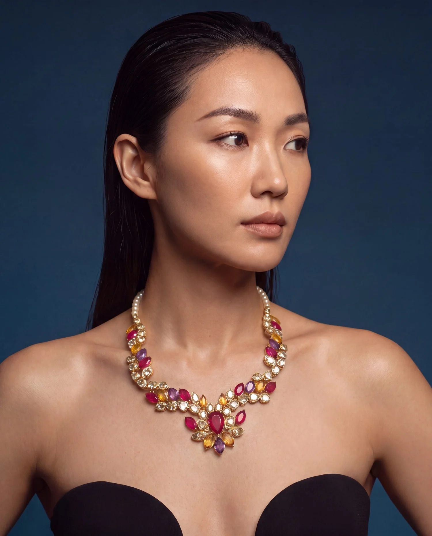 jewellery for strapless gown dress