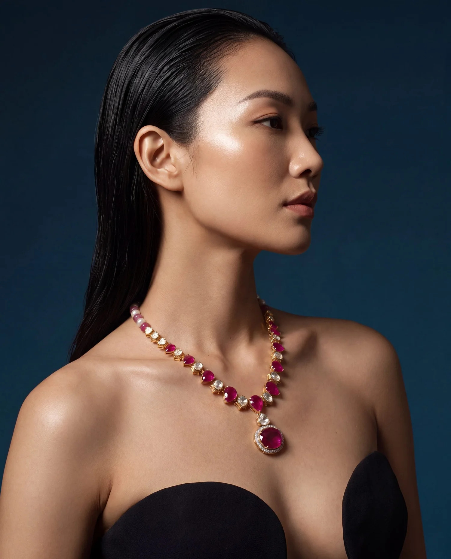 necklace for strapeless wedding gown dress