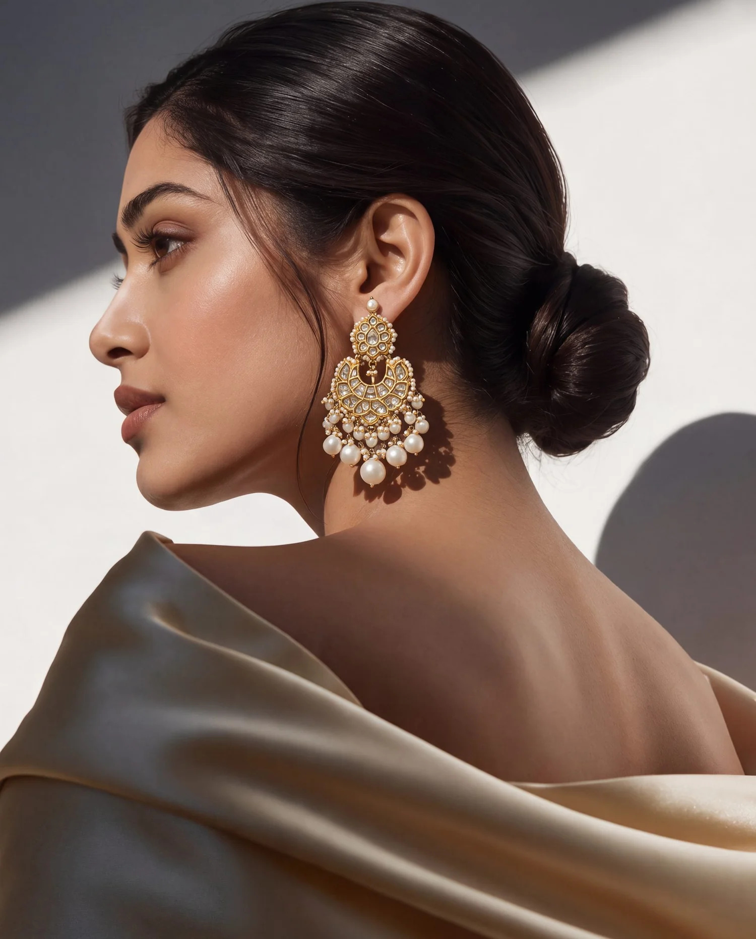 pearl jewellery for off-white dress