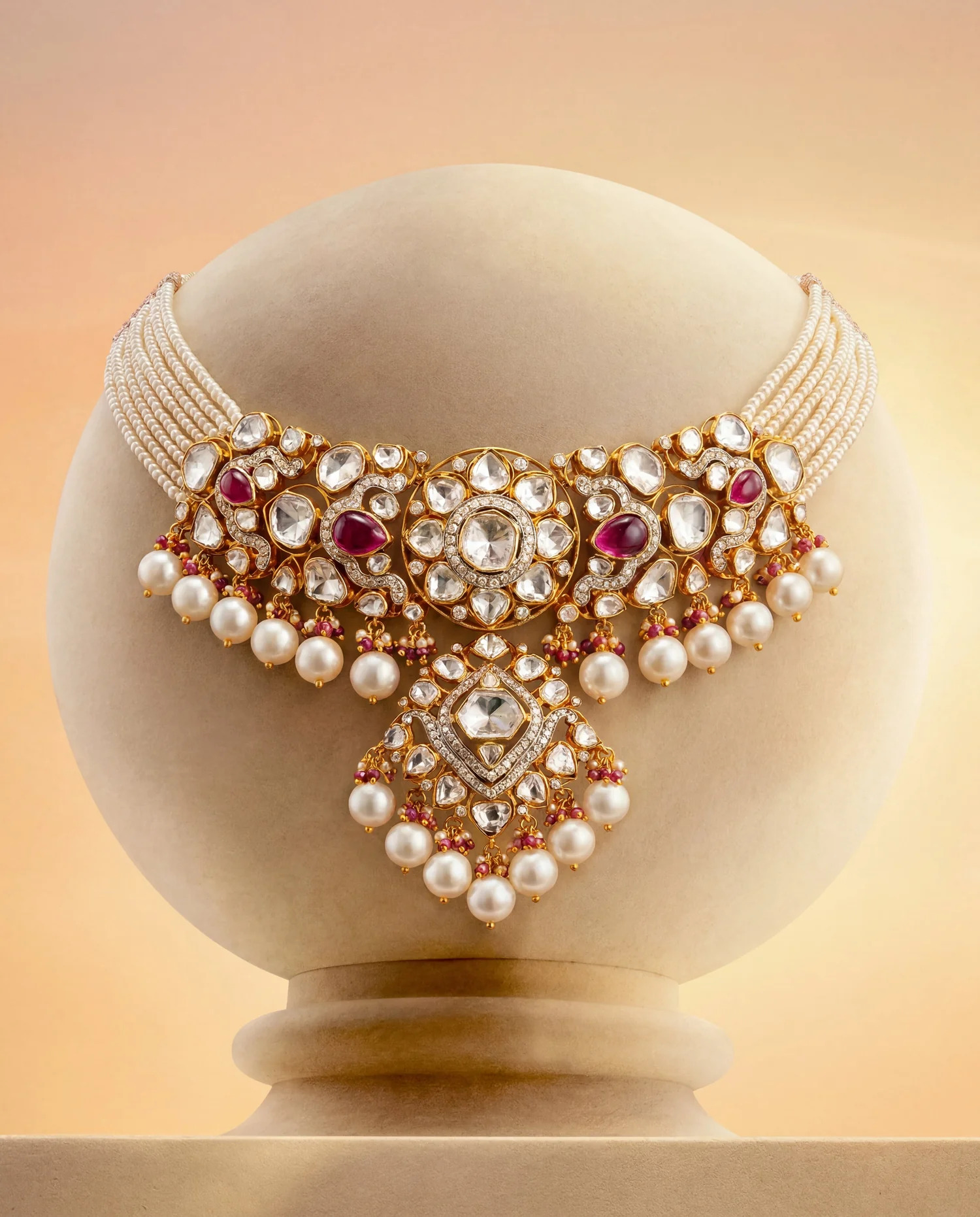 pearl necklace for peach dress